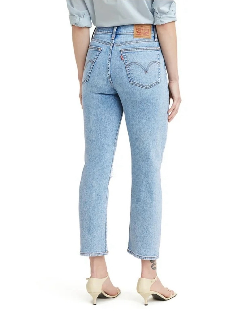 Levi's Wedgie Straight Cropped Jeans 26 Light Wash Blue Mid Rise 90s Retro
